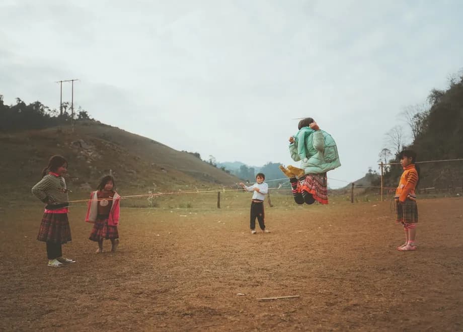 Children playing in an open field