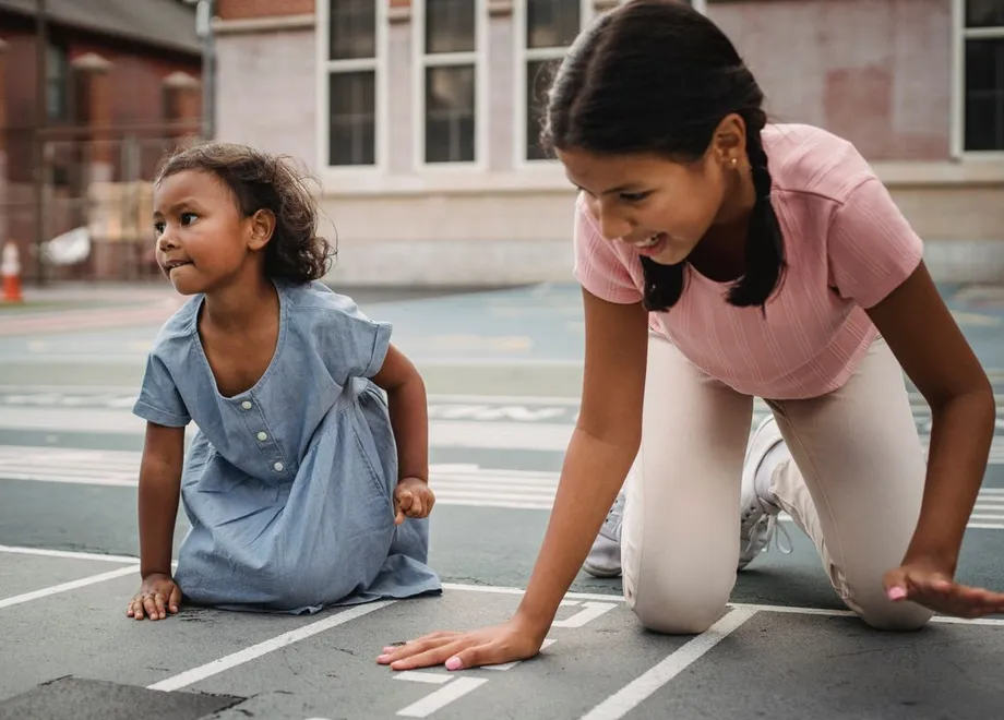Two girls playing together